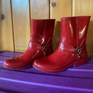 Michael Kors Red Patent Mid-Calf Rain Boots